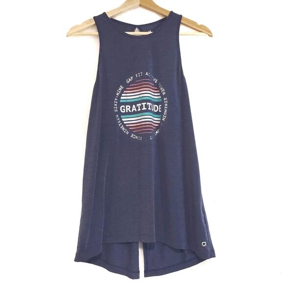 GAP Fit | Breath Gratitude Graphic Twist Split Top Lyocell Blend - Picture 1 of 7